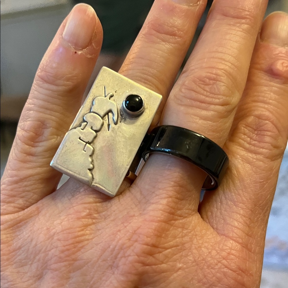 Sterling Silver Spectacular Rectangular Ring With… - image 2